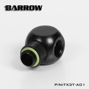 Barrow G1/4" Thread Rotary 3-Way Block Splitter Fitting - Black (TX3T-A01)