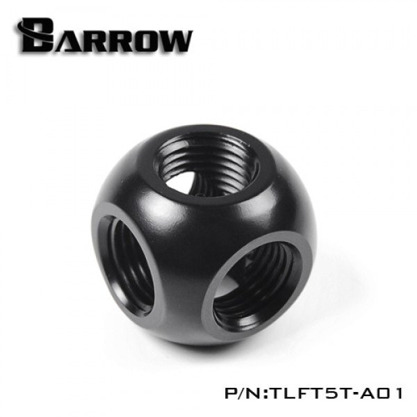 Barrow G1/4" Thread 5-Way Block Splitter Fitting - Black (TLFT5T-A01)