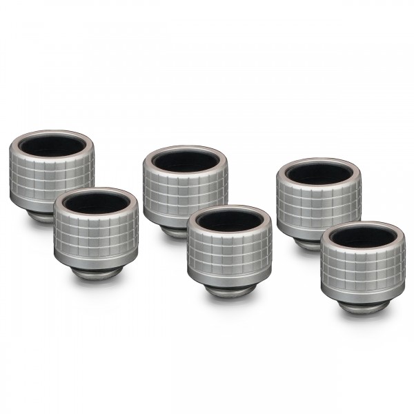 Thermal Grizzly DeltaMate 16mm HardTube Compression Fitting - HT16 - Matte Nickel - 6 Pack (TG-DM-FIT-6202)
