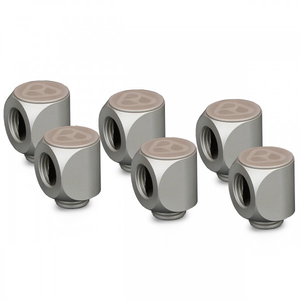 Thermal Grizzly DeltaMate Rotary Fitting - 90° - Matte Nickel - 6 Pack (TG-DM-FIT-6203)