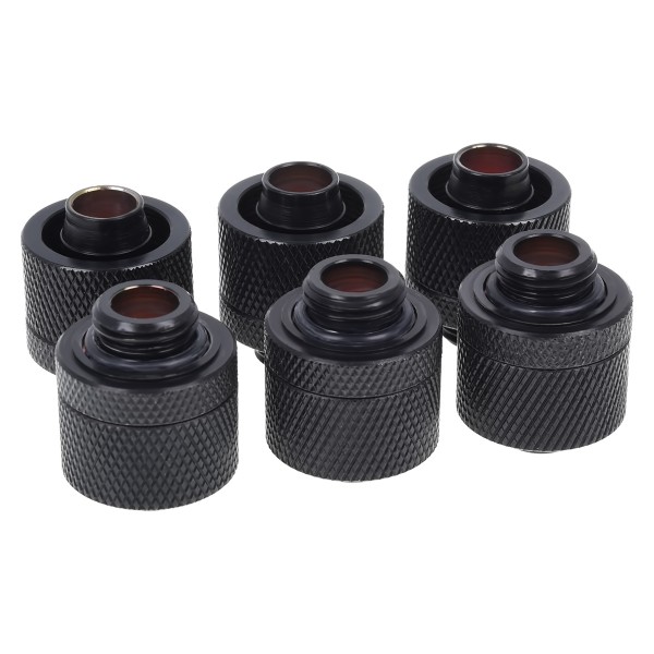 Alphacool HF G1/4 3/8"ID x 5/8"OD Compression Fitting - Deep Black - Six Pack (17389)