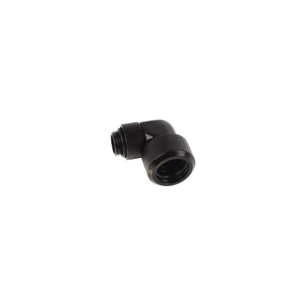 Alphacool Eiszapfen 16mm HardTube Compression Fitting 90° Rotatable G1/4 - Knurled - Deep Black (17395)