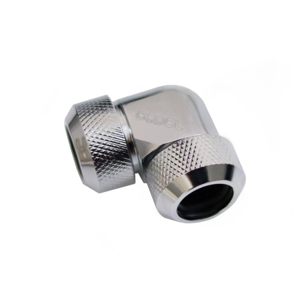 Alphacool Eiszapfen 13mm HardTube Compression Fitting 90° L-Connector - Knurled - Chrome (17410)