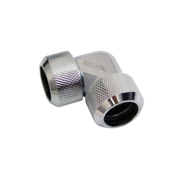 Alphacool Eiszapfen 16mm HardTube Compression Fitting 90° L-Connector - Knurled - Chrome (17445)