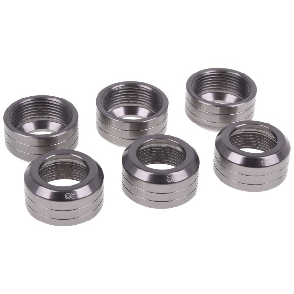Alphacool Eiszapfen 13mm HardTube Fitting Collar Modding Pack - 6 Pack - Titan Gray (17413)