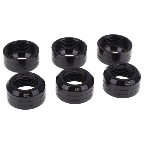 Alphacool Eiszapfen 13mm HardTube Fitting Collar Modding Pack - 6 Pack - Deep Black (17414)