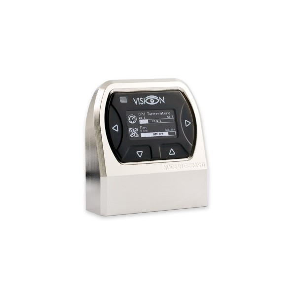 Aquacomputer VISION Touch Table Top Unit, Matte Nickel Plating, IR Receiver and Ambient Temperature Sensor (53238)