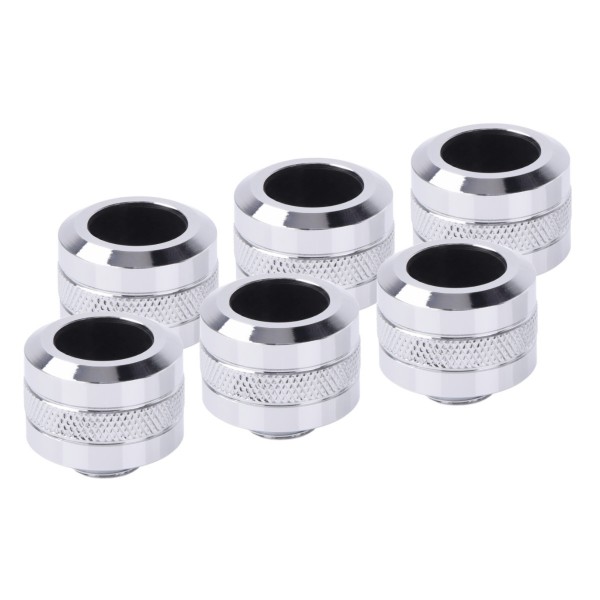 Alphacool Eiszapfen PRO 16mm HardTube Fitting G1/4 - Six Pack - Chrome (17476)