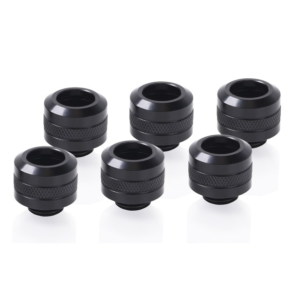 Alphacool Eiszapfen PRO 13mm HardTube Fitting G1/4 - Six Pack - Deep Black (17475)