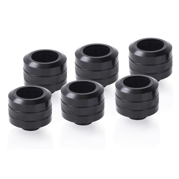 Alphacool Eiszapfen PRO 16mm HardTube Fitting G1/4 - Six Pack - Deep Black (17477)