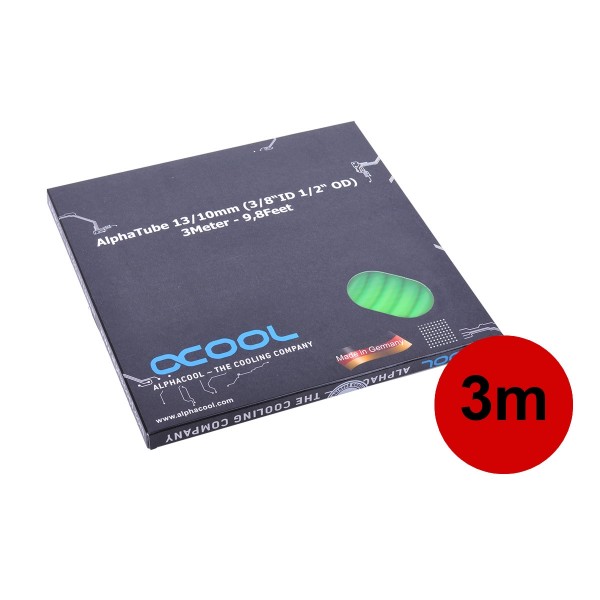 Alphacool Tubing AlphaTube HF 13/10 (3/8"ID) - UV Green 3m (9.8ft) Retailbox (18415)