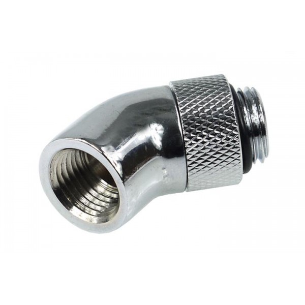 Alphacool G1/4 45° Male to Female Revolvable Angled Adaptor - Chrome (17050)
