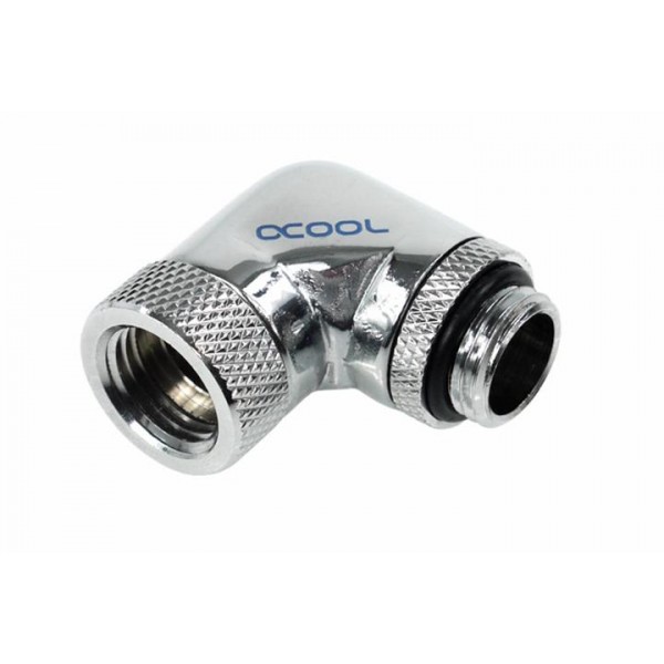 Alphacool 90° Revolvable Male to Female Angled Adaptor - Chrome (17056)
