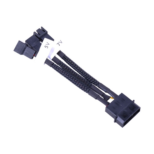 Phobya 4-Pin Voltage Reduction Cable, 5V/7V/12V - 10cm - Black (87490)