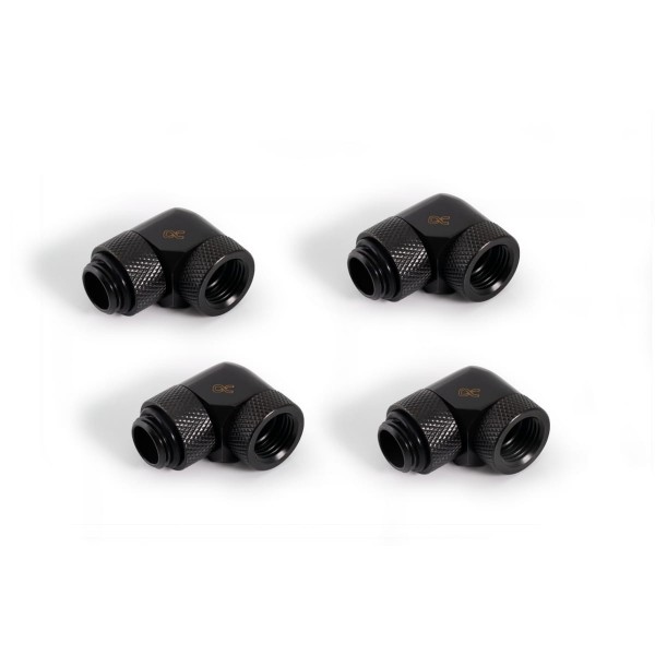Alphacool Eiszapfen Angled Adaptor 90° Rotatable G1/4 OT to G1/4 IT - Black - Four Pack (17618)