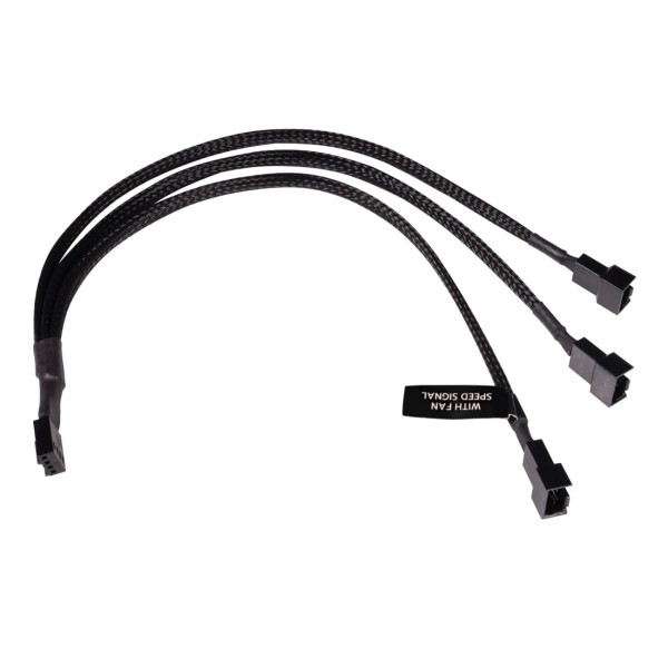 Alphacool Y-Splitter 4-Pin to 3x 4-Pin PWM Cable - 30cm - Black (18680)