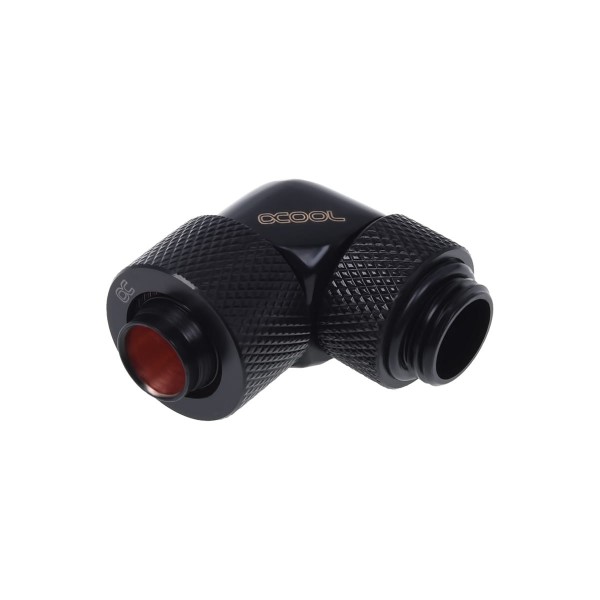 Alphacool G1/4 3/8"ID x 1/2"OD 90° Revolvable Compression Fitting - Deep Black (17075)