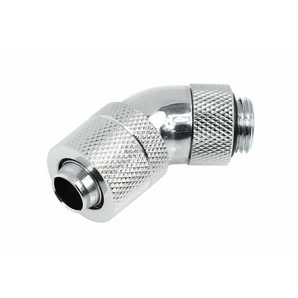 Alphacool G1/4 3/8"ID x 1/2"OD (13/10) 45° Revolvable Compression Fitting - Chrome (17151)