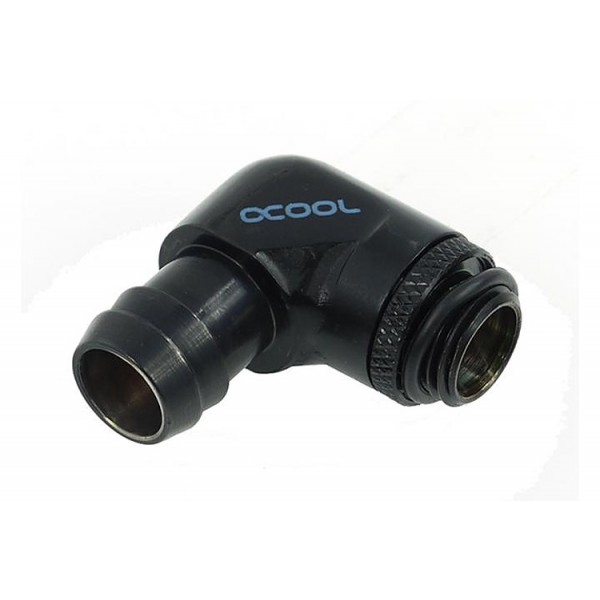 Alphacool G1/4 1/2" (13mm) 90° Revolvable Barbed Fitting with O-Ring - Black (17139)