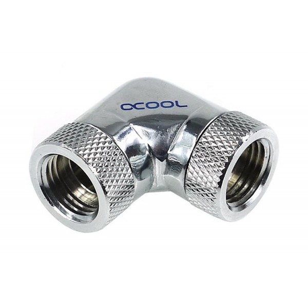 Alphacool G1/4 Revolvable Female to Female L-Connector - Chrome (17038)