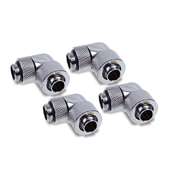 Alphacool Eiszapfen 13/10mm Compression Fitting 90° Rotatable G1/4 - Chrome - Four Pack (17612)