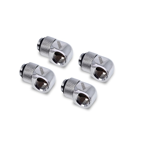 Alphacool Eiszapfen L-Connector Rotatable G1/4 OT to G1/4 IT - Chrome - Four Pack (17616)