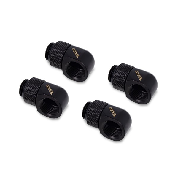 Alphacool Eiszapfen L-Connector Rotatable G1/4 OT to G1/4 IT - Black - Four Pack (17615)