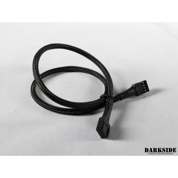 Darkside 4-Pin 50cm (19") FEMALE PWM Fan and Aquabus Sleeved Cable - Jet Black (DS-0640)