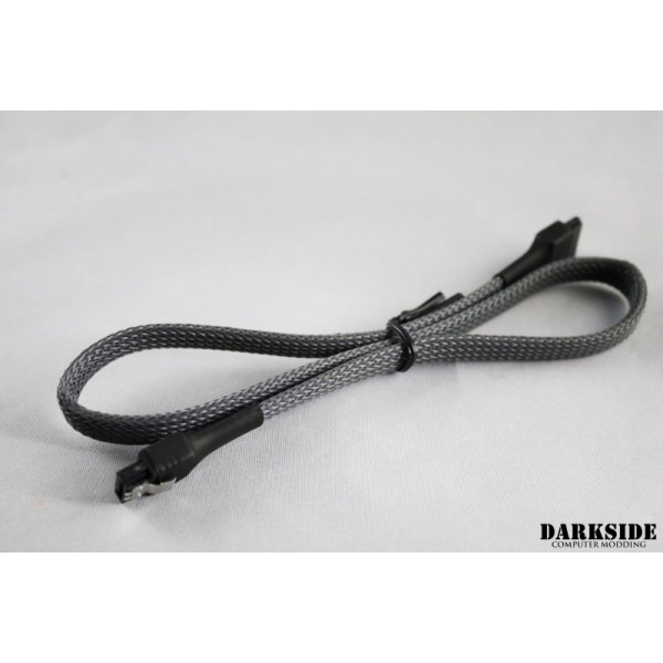 Darkside 45cm (18") SATA 2.0/3.0 7P 180° to 180° Cable with Latch - Gun Metal (DS-0912)