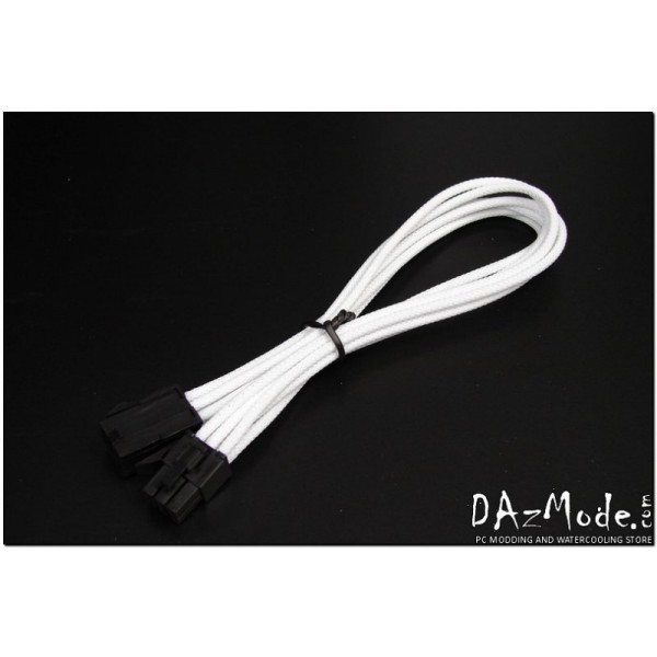 Darkside 6-Pin PCI-E 12" (30cm) HSL Single Braid Extension Cable - White (DS-0070)