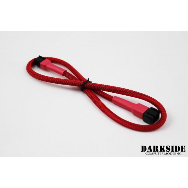 Darkside 3-Pin 50cm (19") M/F Fan Sleeved Cable - Red UV (DS-0250)