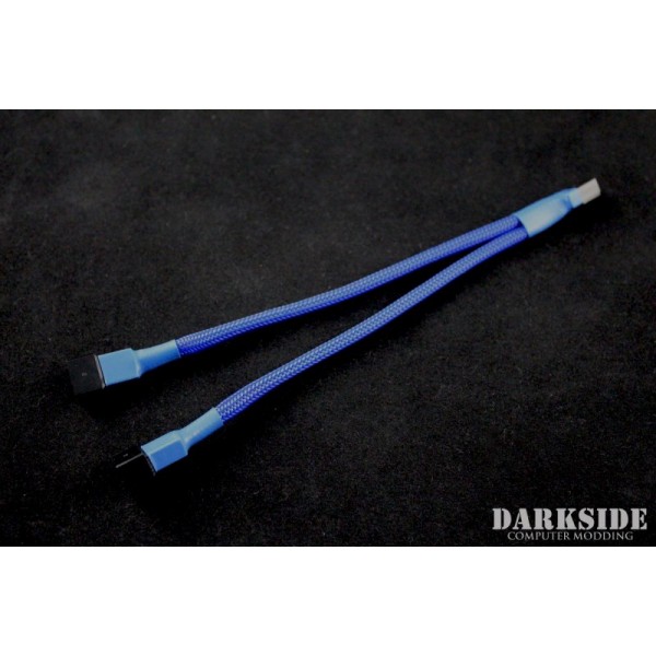 Darkside 3-Pin Dual Fan Power Y-Cable Splitter - Dark Blue UV (DS-0440)