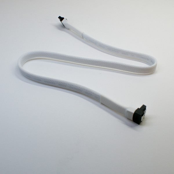 Darkside 45cm (18") SATA 3.0 180° to 90°  Data Cable with Latch - White (DS-0556)