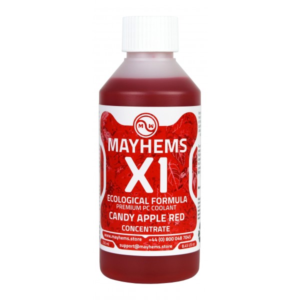 Mayhems - PC Coolant - X1 Concentrate - Eco Friendly Series - UV Fluorescent | 250 ml - Candy Apple Red (MX1C250MLRE)