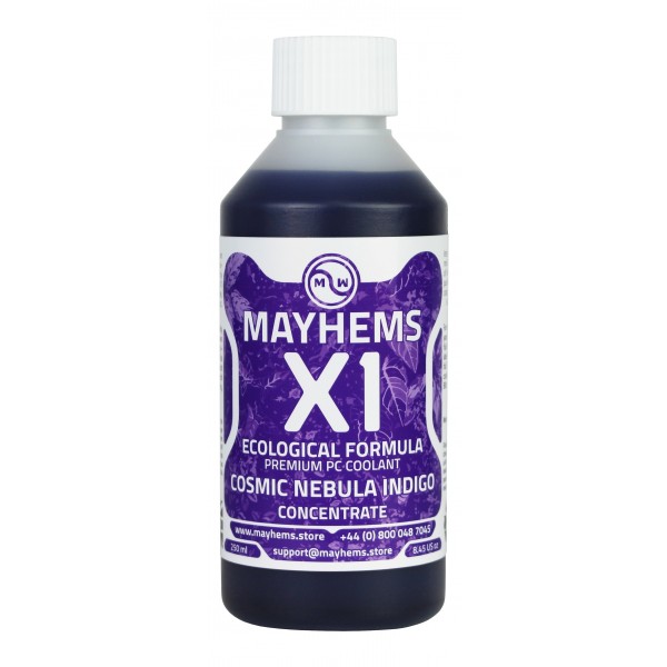 Mayhems - PC Coolant - X1 Concentrate - Eco Friendly Series - UV Fluorescent | 250 ml - Cosmic Nebula Indigo (MX1C250MLPU)