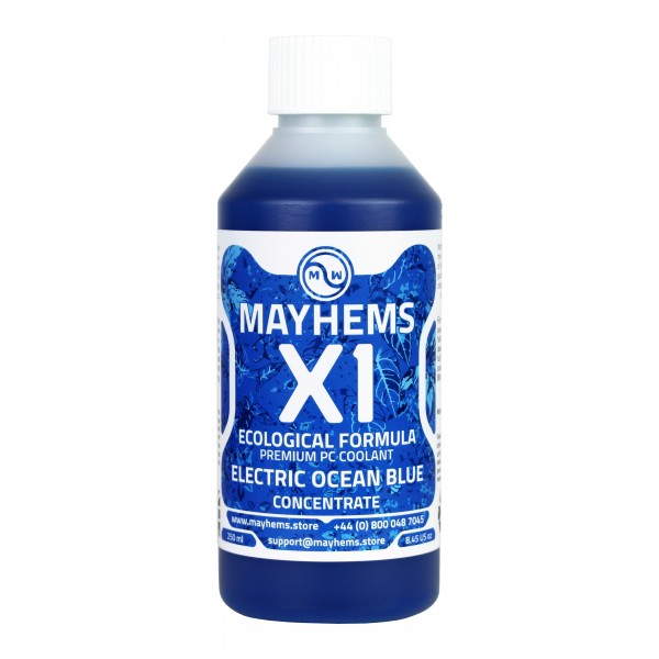 Mayhems - PC Coolant - X1 Concentrate - Eco Friendly Series - UV Fluorescent | 250 ml - Electric Ocean Blue (MX1C250MLBL)