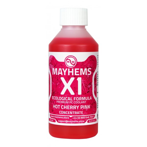 Mayhems - PC Coolant - X1 Concentrate - Eco Friendly Series - UV Fluorescent | 250 ml - Hot Cherry Pink (MX1C250MLPI)