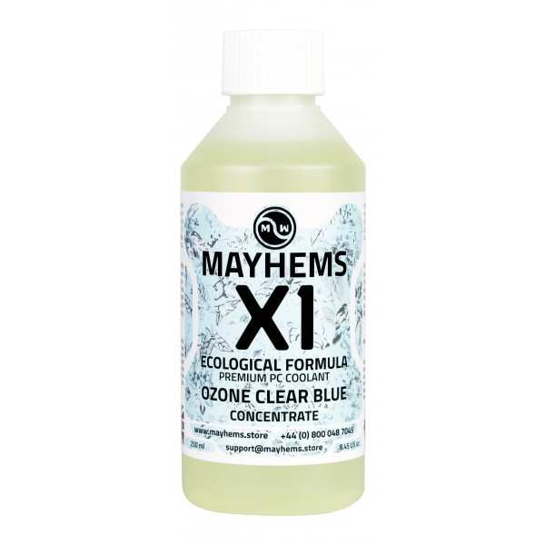 Mayhems - PC Coolant - X1 Concentrate - Eco Friendly Series - UV Fluorescent | 250 ml - Ozone Clear Blue (MX1C250MLCB)