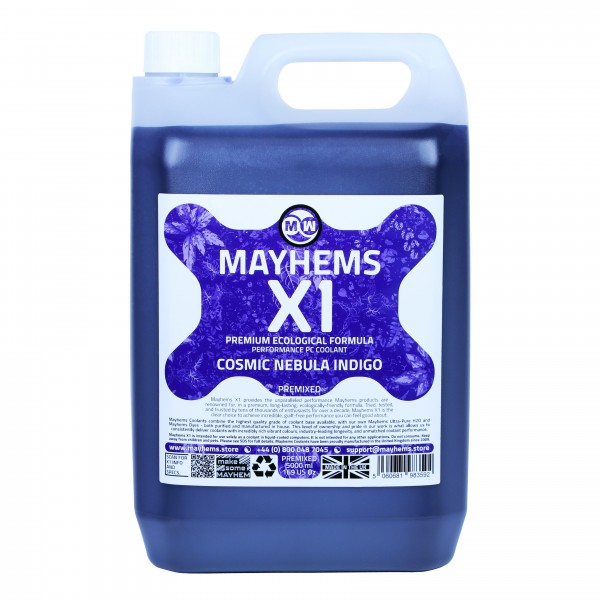Mayhems - PC Coolant - X1 Premix - Eco Friendly Series - UV Fluorescent | 5 Liter - Cosmic Nebula Indigo (MX1P5LIN)