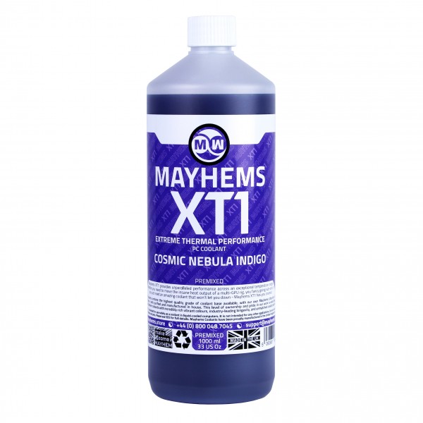 Mayhems - PC Coolant - XT1 Premix - Thermal Performance Series - UV Fluorescent | 1 Liter - Cosmic Nebula Indigo (MXTP1LIN)