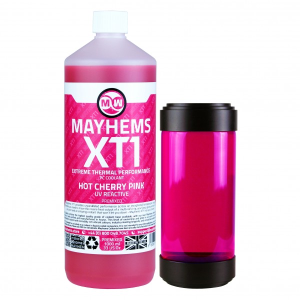 Mayhems - PC Coolant - XT1 Premix - Thermal Performance Series - UV Fluorescent | 1 Liter - Hot Cherry Pink (MXTP1LPI)