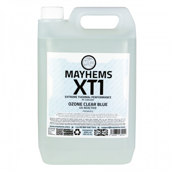 Mayhems - PC Coolant - XT1 Premix - Thermal Performance Series - UV Fluorescent | 5 Liter - Ozone Clear Blue (MXTP5LCB)