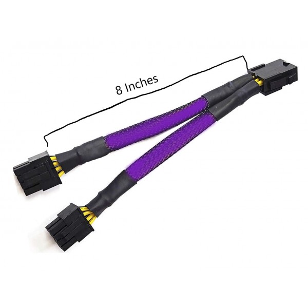 Custom 8-pin EPS/CPU Splitter Cable - 8" Purple