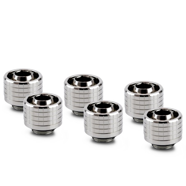 Thermal Grizzly DeltaMate 16/10mm SoftTube Compression Fitting - ST16 - Gloss Nickel - 6 Pack (TG-DM-FIT-6301)