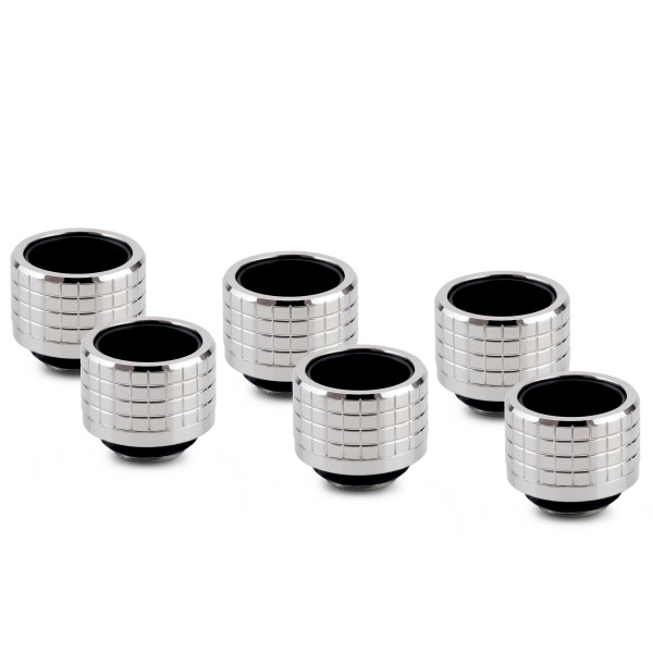 Thermal Grizzly DeltaMate 16mm HardTube Compression Fitting - HT16 - Gloss Nickel - 6 Pack (TG-DM-FIT-6302)