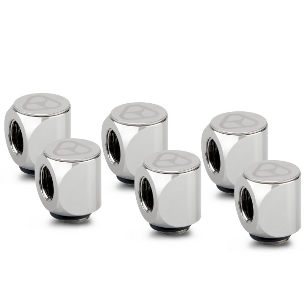 Thermal Grizzly DeltaMate Rotary Fitting - 90° - Gloss Nickel - 6 Pack (TG-DM-FIT-6303)