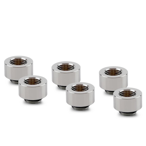 Thermal Grizzly DeltaMate 10mm Male to Female Extender Fitting - MF10 - Gloss Nickel - 6 Pack (TG-DM-FIT-6306)