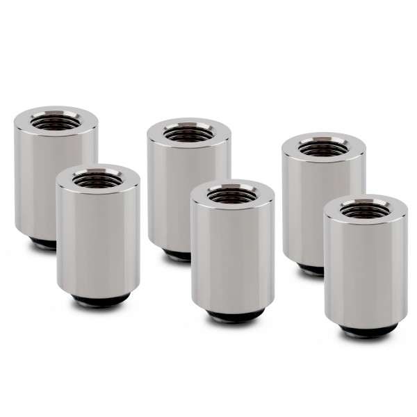 Thermal Grizzly DeltaMate 28mm Male to Female Extender Fitting - MF28 - Gloss Nickel - 6 Pack (TG-DM-FIT-6308)