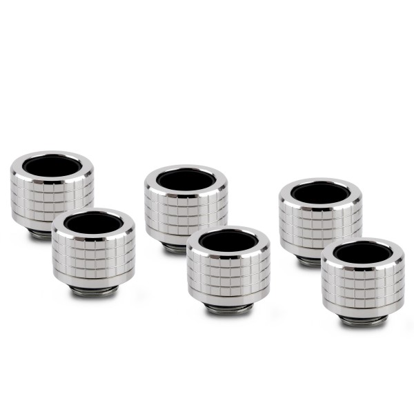 Thermal Grizzly DeltaMate 14mm HardTube Compression Fitting - HT14 - Gloss Nickel - 6 Pack (TG-DM-FIT-6314)