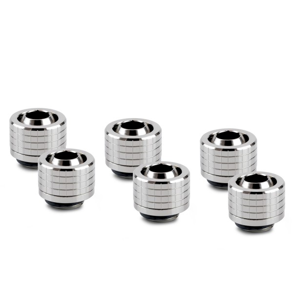 Thermal Grizzly DeltaMate 13/10mm SoftTube Compression Fitting - ST13 - Gloss Nickel - 6 Pack (TG-DM-FIT-6317)